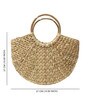 Straw Tote, Small Basket, Bamboo Beach Bag for Women, Boho Kauna Handbag, Half Moon