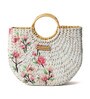 Straw Tote Bag | Basket Bags | Bamboo Tote | Beach Bags for Women | White Handbag | Half Moon Bag (Magnolia Springs)