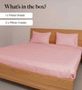 Strawberry Cream Step Design 300 TC 100% Cotton King Size Fitted Bed Sheet With 2 Pillow Covers