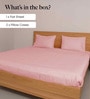 Strawberry Cream Step Design 300 TC 100% Cotton King Size Flat Bed Sheet  With 2 Pillow Covers