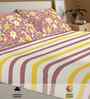 Streak Muddy Pink Floral 144 Tc Cotton King Bedsheet With 2 Pillow Covers