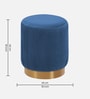Streaked Velvet Pouffe In Blue Colour