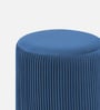 Streaked Velvet Pouffe In Blue Colour