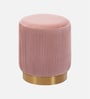 Streaked Velvet Pouffe In Pink Colour