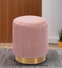 Streaked Velvet Pouffe In Pink Colour