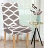 Grey Stretchable Printed Polyester Chair Cover