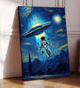 Stretched Canvas painting Astronaut UFO Space Graffiti Wall Art Home Decor