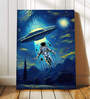 Stretched Canvas painting Astronaut UFO Space Graffiti Wall Art Home Decor