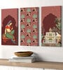 Stretched Canvas Painting Royal Mughal Beautiful Woman & Horse for Home Decor
