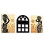 Stretched Canvas Wall Art Painting, Black African Lady, MDF Jali, (Set of 3, 12x16 Inch Each)