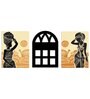Stretched Canvas Wall Art Painting, Black African Lady, MDF Jali, (Set of 3, 12x16 Inch Each)