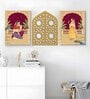 Stretched Canvas Wall Art Painting, Mughal Emperor Shahjahan with Queen (Set of 3, 12x16 Inch)