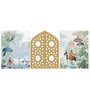 Stretched Canvas Wall Art Painting, Traditional Mughal Garden & Peacock (Set of 3, 12x16 Inch)