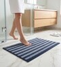 Stripe Coffee Brown Polyester Bath Mat