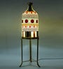 Porco White Glass Shade Tripod Floor Lamp With Metal Base