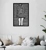Striped Girl Design Black Wooden Wall Art