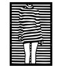 Striped Girl Design Black Wooden Wall Art