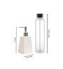 Striped White Ceramic Soap Dispenser with Metal Nozzle