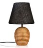 Striped Wooden Brown Lamp With Black Jute Shade