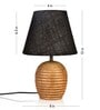 Striped Wooden Brown Lamp With Black Jute Shade