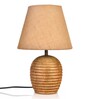 Striped Wooden Brown Lamp With Brown Jute Shade