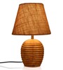 Striped Wooden Brown Lamp With Brown Jute Shade