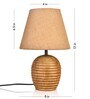 Striped Wooden Brown Lamp With Brown Jute Shade