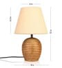 Striped Wooden Brown Lamp With White Jute Shade