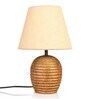 Striped Wooden Brown Lamp With White Jute Shade