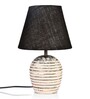 Striped Wooden White Lamp With Black Jute Shade