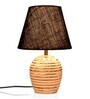 Striped Wooden White Lamp With Black Jute Shade