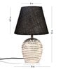 Striped Wooden White Lamp With Black Jute Shade