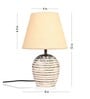 Striped Wooden White Lamp With White Jute Shade