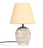 Striped Wooden White Lamp With White Jute Shade