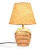 Striped Wooden White Lamp With White Jute Shade
