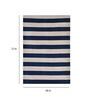 Blue Striped Wool 4 ft x 6 ft Hand Loom Carpet