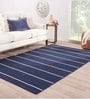 Blue Wool Geometrical 5  x 8  Feet Hand Woven Carpet