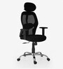 Strongman Writing Table With Oxford High Back Chair (Combo) in Brown & Black Finish