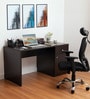 Strongman Premium Desk And Milan High Back Chair (Combo) In Brown & Black