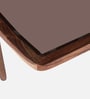 Strut Sheesham Wood Square Coffee Table in Provincial Teak Finish with Tinted Glass