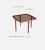 Strut Sheesham Wood Square Coffee Table in Provincial Teak Finish with Tinted Glass