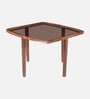 Strut Sheesham Wood Square Coffee Table in Provincial Teak Finish with Tinted Glass