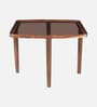Strut Sheesham Wood Square Coffee Table in Provincial Teak Finish with Tinted Glass