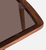 Strut Sheesham Wood Square Coffee Table in Provincial Teak Finish with Tinted Glass