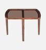 Strut Sheesham Wood Square Coffee Table in Provincial Teak Finish with Tinted Glass
