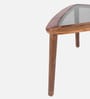 Strut Sheesham Wood Triangular End Table in Provincial Teak Finish with Tinted Glass Strut Sheesham Wood Triangular End Table in Provincial Teak Finish with Tinted Glass