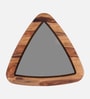 Strut Sheesham Wood Triangular End Table in Provincial Teak Finish with Tinted Glass Strut Sheesham Wood Triangular End Table in Provincial Teak Finish with Tinted Glass