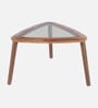 Strut Sheesham Wood Triangular End Table in Provincial Teak Finish with Tinted Glass Strut Sheesham Wood Triangular End Table in Provincial Teak Finish with Tinted Glass