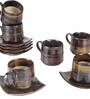 Studio Pottery 110ml Brown Ceramic (Set of 12) Tea Cup & Saucer Set