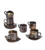 Studio Pottery 110ml Brown Ceramic (Set of 12) Tea Cup & Saucer Set